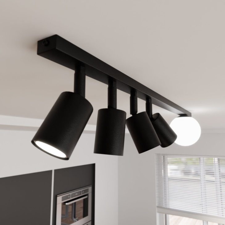 Czarna lampa sufitowa do kuchni Baster 5 - podłużna
