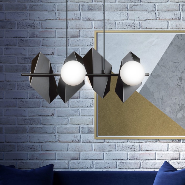 Czarna lampa wisząca Drifton 4 - salon