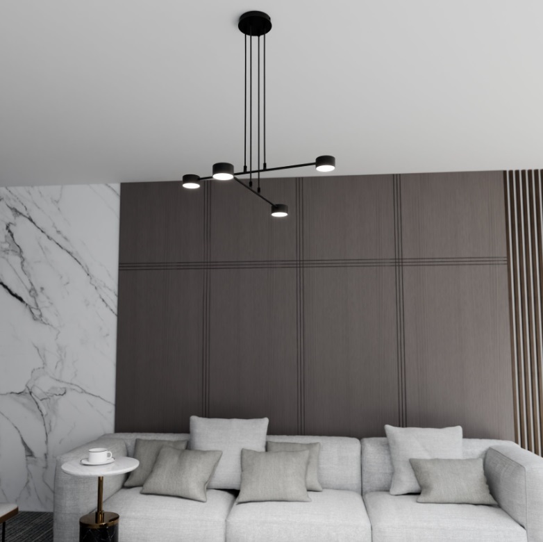 Czarna lampa wisząca do salonu Modus 4 - nowoczesna