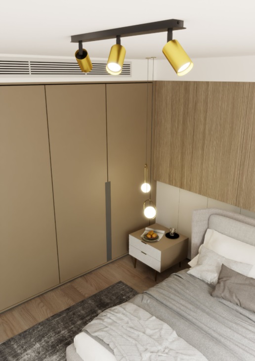 Czarno-złota lampa sufitowa na listwie Zen 3 - sypialnia
