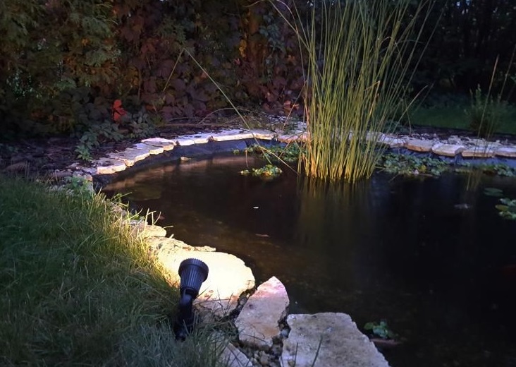 Czarny reflektorek dogruntowy Prit IP55 - do oczka wodnego