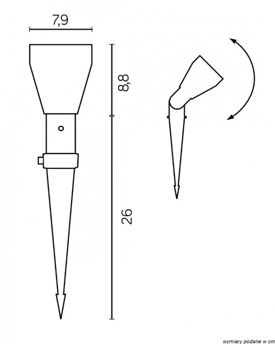 Czarny reflektorek dogruntowy Prit IP55 - ruchomy