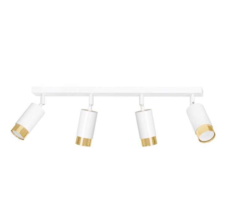 Elegancka biało-złota lampa na szynie Hiro 4 - reflektory