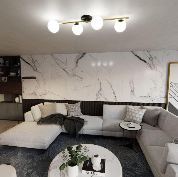 Elegancka lampa sufitowa do slaonu Splendi 4 - złoto-czarna
