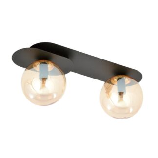 Elegancki plafon Plaza 2 - bursztynowe klosze ze szkła