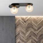 Elegancki plafon do sypialni Plaza 2 - bursztynowe klosze ze szkła