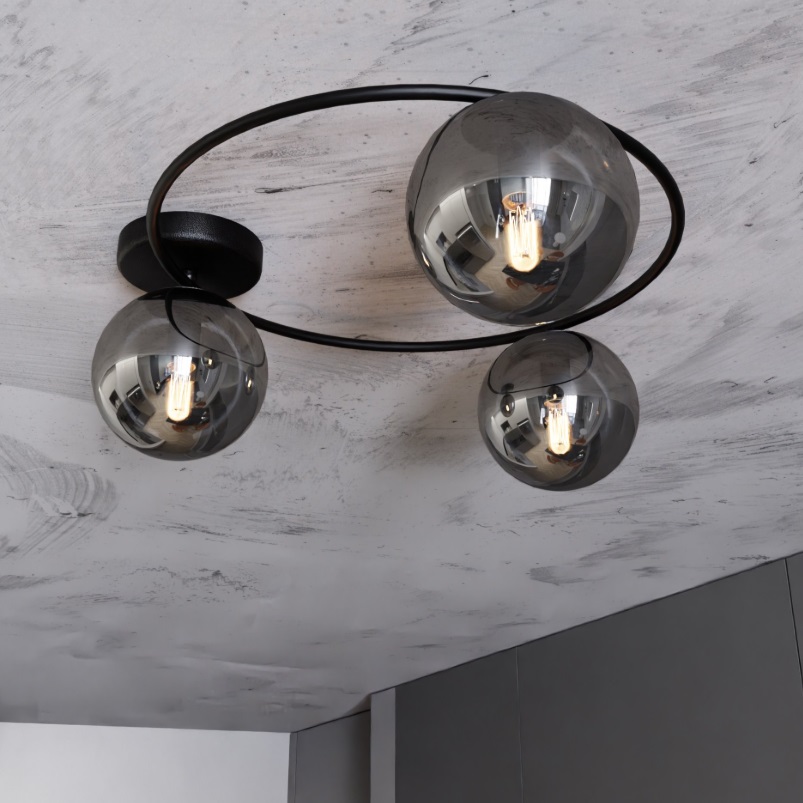 Elegancki plafon do sypialni Sopra 3 - grafitowe kule