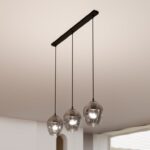 Grafitowa lampa wisząca Istar Premium 3 - dymione szkło