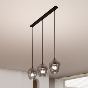 Grafitowa lampa wisząca Istar Premium 3 - dymione szkło