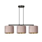 Jasnoróżowa lampa wisząca Hilde 3 - welurowe abażury