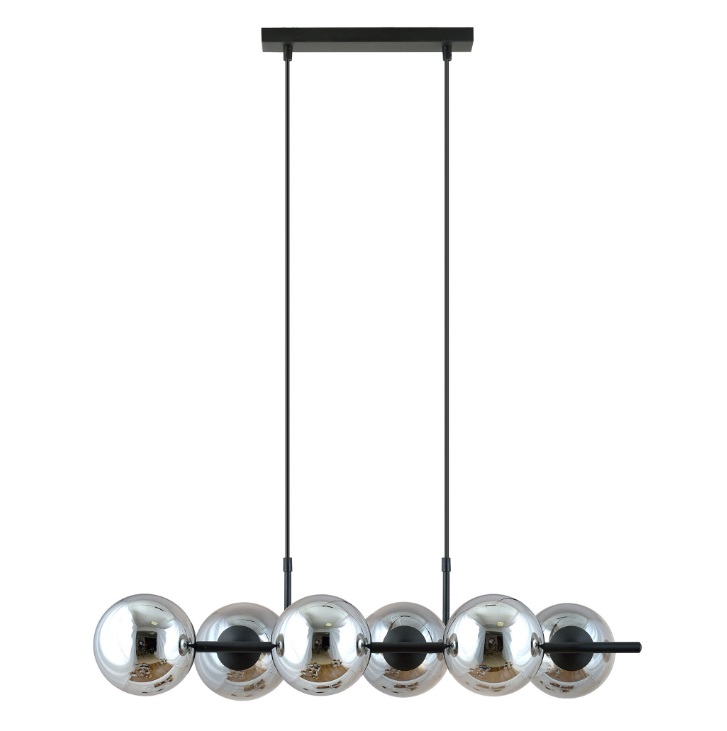 Lampa elegancka nad stół Rory 6 - dymione szkło