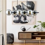 Lampa elegancka nad stół w salonie Rory 6 - dymione szkło