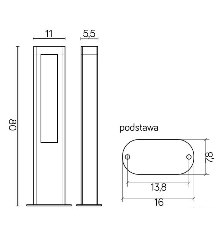 Lampa ogrodowa stojąca Evo LED 80 IP54 - wymiary