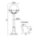 Lampa ogrodowa stojąca Kula z koszykiem IP43 - wymiary