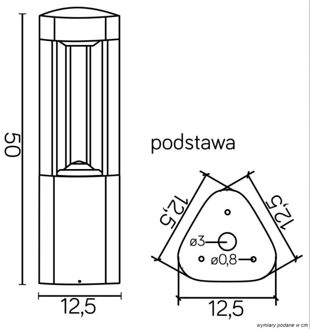Lampa stojąca ogrodowa Fan 50 - wymiary