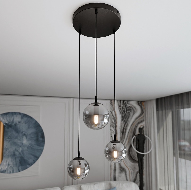 Lampa sufitowa wisząca Cosmo Premium 3 - grafitowe kule