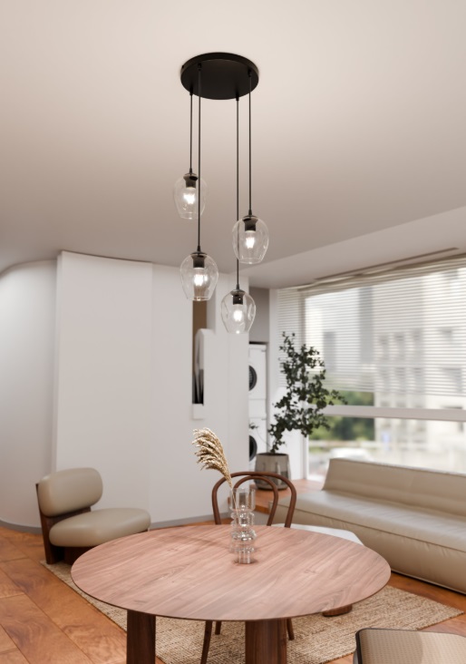 Lampa sufitowa wisząca nad stół Istar Premium 4 - transparentne szkło