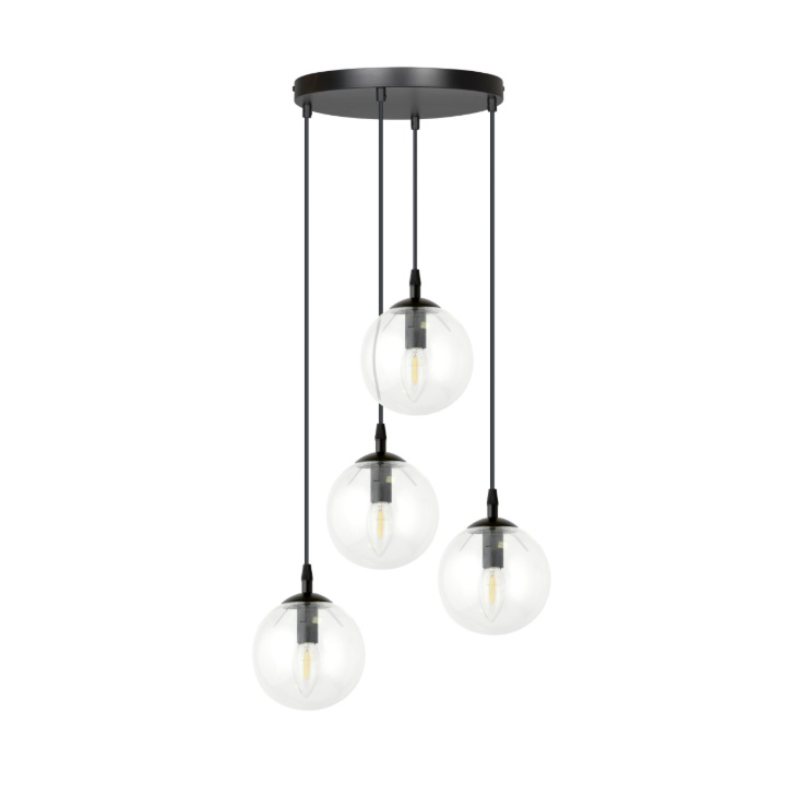 Lampa wisząca do jadalni Cosmo Premium 4 - przezroczyste klosze