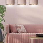 Lampa wisząca do różowego salonu Hilde 3 - welurowe abażury