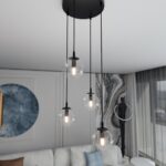 Lampa wisząca do salonu Cosmo Premium 4 - przezroczyste klosze