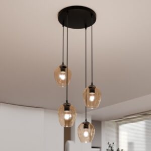 Lampa wisząca do salonu Istar Premium 4 - beżowe szkło