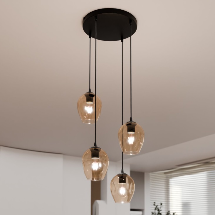 Lampa wisząca do salonu Istar Premium 4 - beżowe szkło