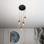 Lampa wisząca nad stół Cosmo Premium 4 - beżowe szkło