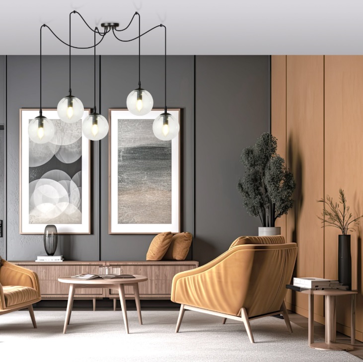 Lampa wisząca pająk Gigi 5 - transparentne kule