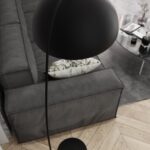 Nowoczesna lampa podłogowa do salonu Arcos - czarna kopuła na łuku