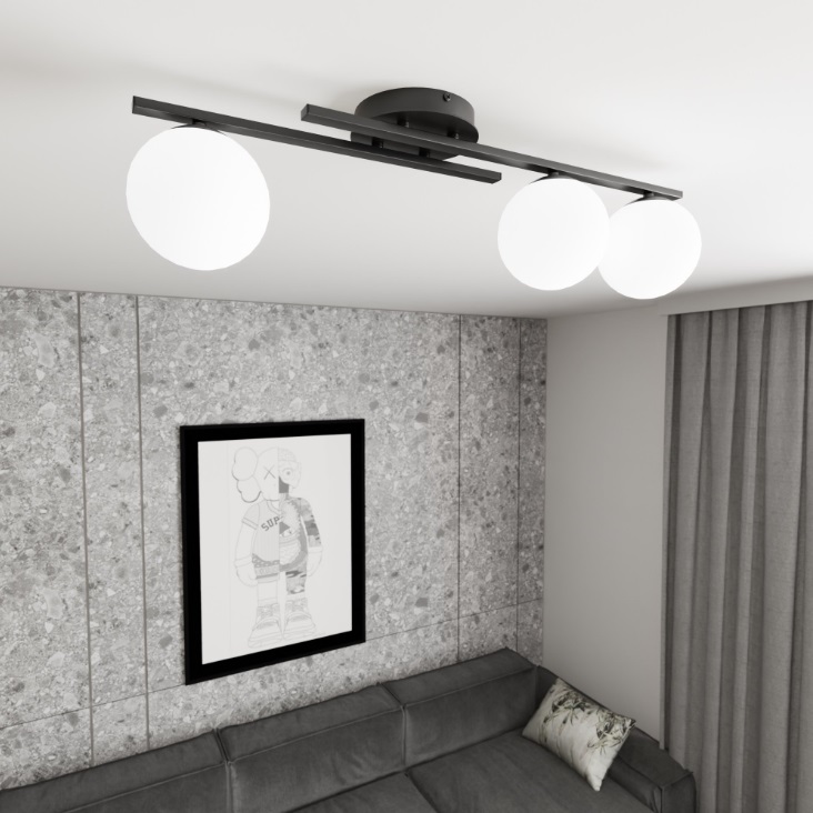 Podłużna lampa sufitowa do kuchni Kairo 3 - czarna