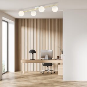 Podłużna lampa sufitowa Splendi 4 - złoto-biała
