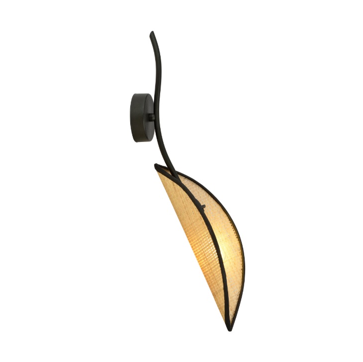 Rattanowy kinkiet Lotus Boho - beżowo-czarny