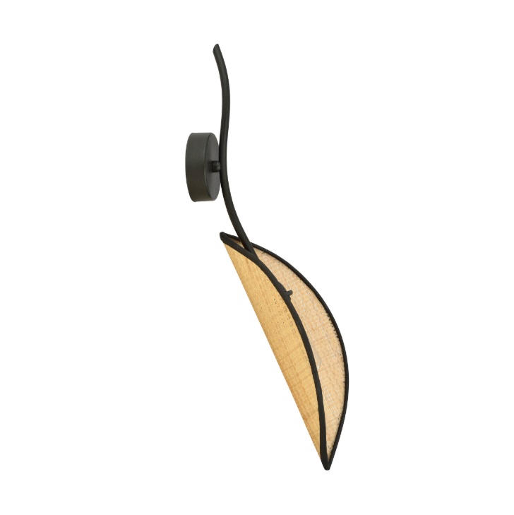 Rattanowy kinkiet do sypialni Lotus Boho - beżowo-czarny