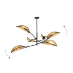 Rattanowy żyrandol boho Lotus 6 - ruchome klosze