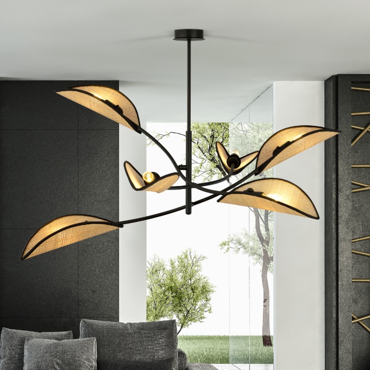 Rattanowy żyrandol do salonu boho Lotus 6