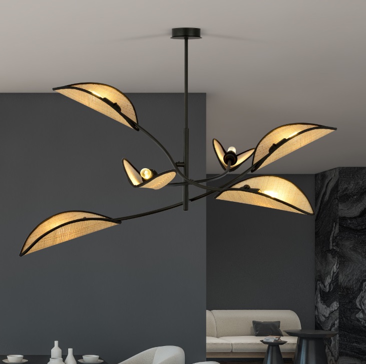 Rattanowy żyrandol do sypialni boho Lotus 6