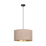 Różowa lampa wisząca Hilde - welurowy abażur