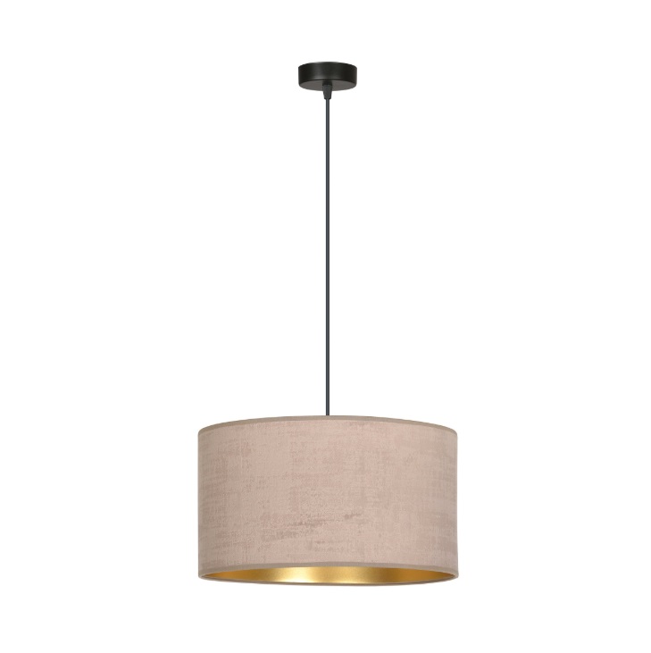 Różowa lampa wisząca Hilde - welurowy abażur