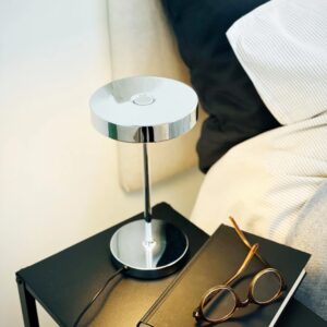 Srebrna lampka nocna do sypialni Starlight LED - dotykowa