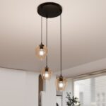 Szklana lampa wisząca do jadalni Istar Premium 3 - beżowe klosze