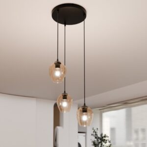 Szklana lampa wisząca do jadalni Istar Premium 3 - beżowe klosze