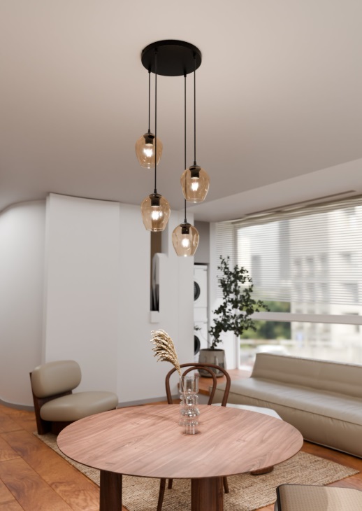 Szklana lampa wisząca nad stół w jadalni Istar Premium 4 - miodowa