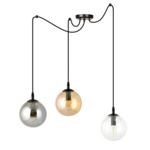 Trzykolorowa lampa wisząca Gigi 3 - pająk ze szklanymi kulami