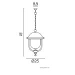 Zewnętrzna lampa wisząca nad wejście Prince IP43 - wymiary