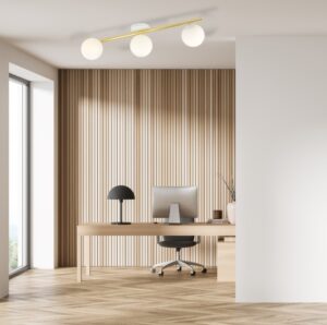Złota lampa sufitowa Splendi 3 - szklane mleczne klosze