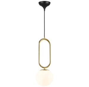 PROMO! Złota lampa wisząca Shapes 27 - DFTP, asymetryczny biały klosz