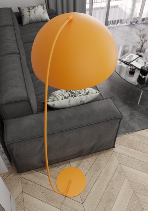 Żółta lampa podłogowa do sypialni Arcos - na łuku