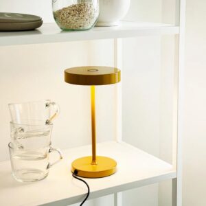 Żółta lampka na półkę w salonie Starlight LED - dotykowa
