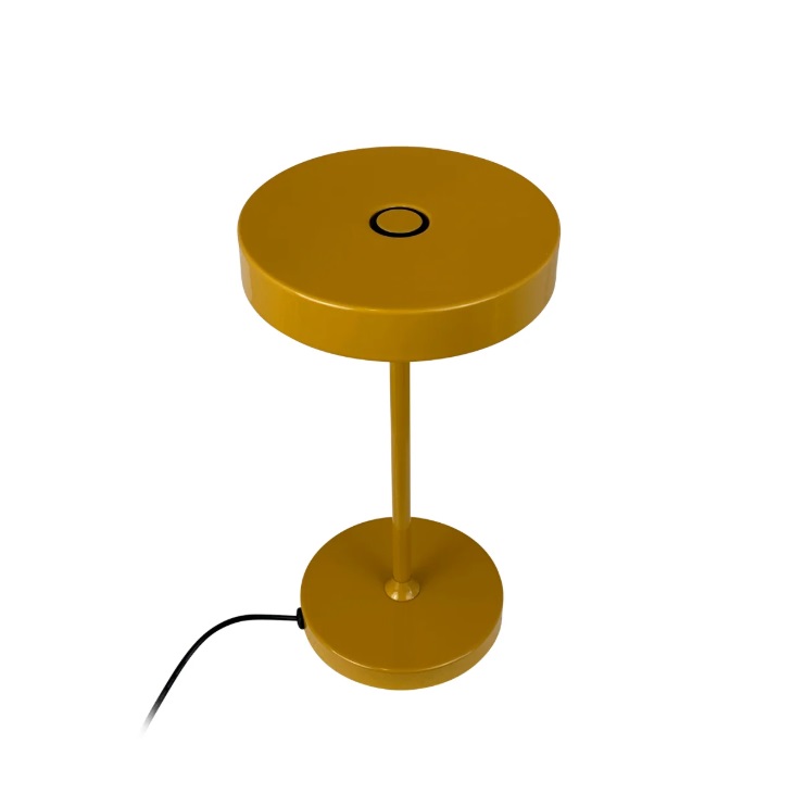 Żółta lampka na półkę w salonie Starlight LED - włącznik
