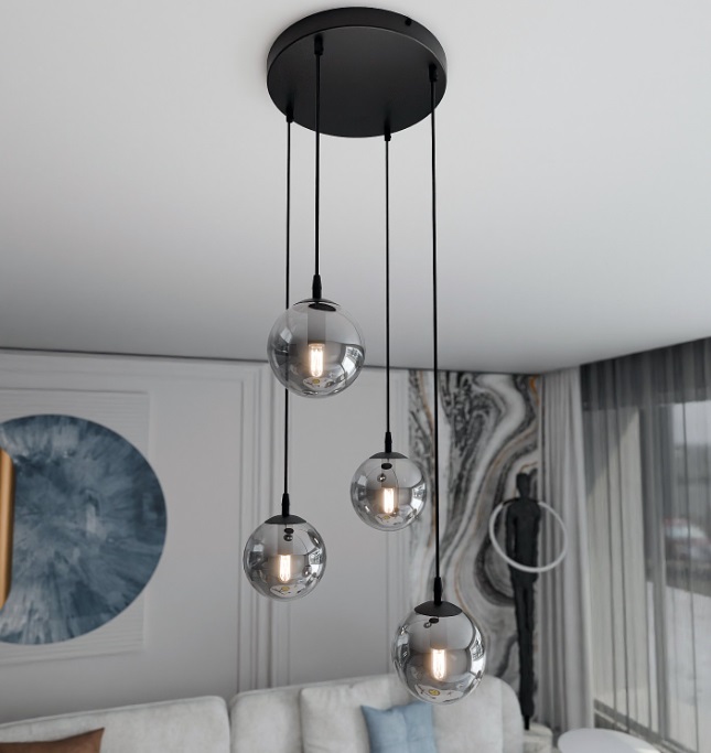Żyrandol wiszący do salonu Cosmo Premium 4 - eleganckie klosze